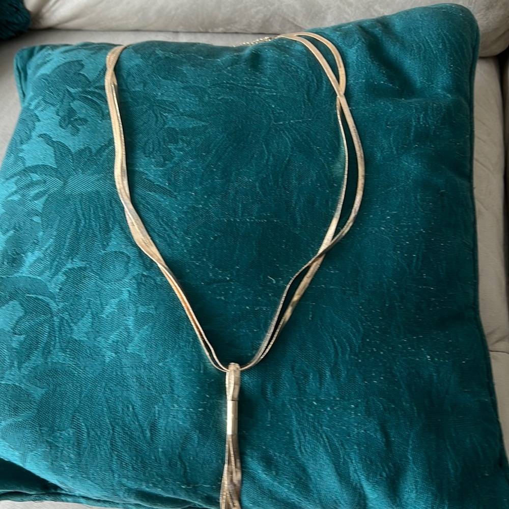 Gold Double chain necklace with 4 strand gold tassels